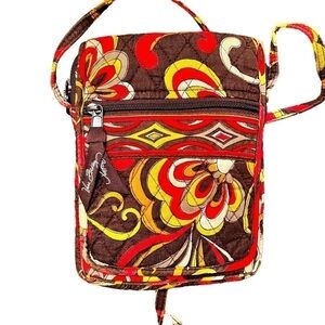 Vera Bradley Puccini Mini Crossbody Hipster Retried Brown Yellow Quilted Cotton